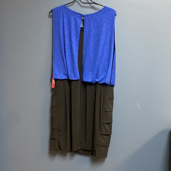 NWT ENFOCUS WOMAN SIZE 16 W COBALT BLUE GLITTER TOP BLACK SKIRT COCKTAIL DRESS - Picture 9 of 12